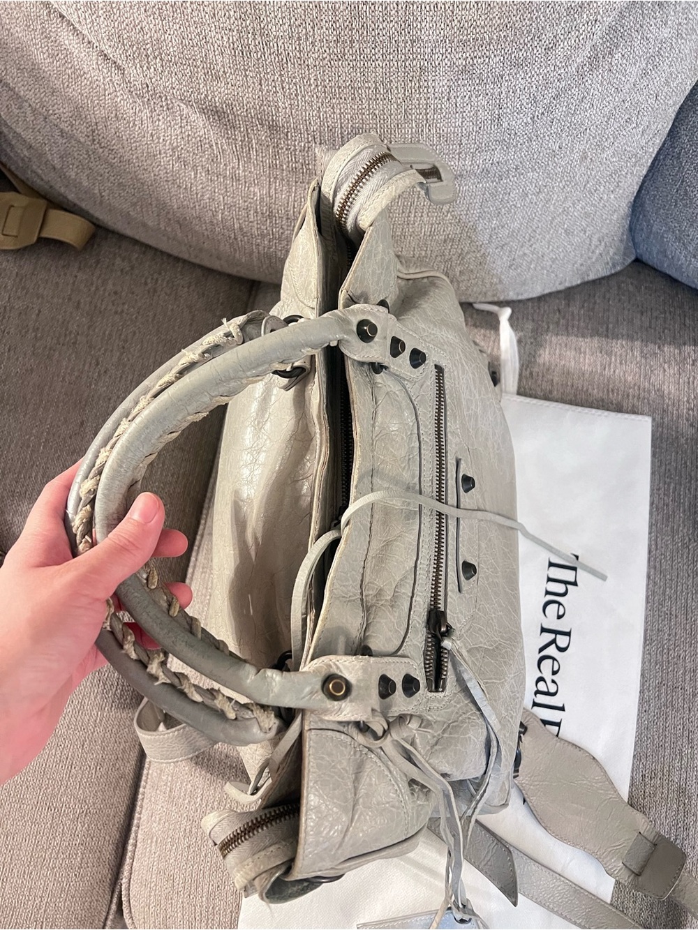 Balenciaga Vintage Le City Velo Light Grey Leather Satchel Shoulder Bag - Picture 9 of 13